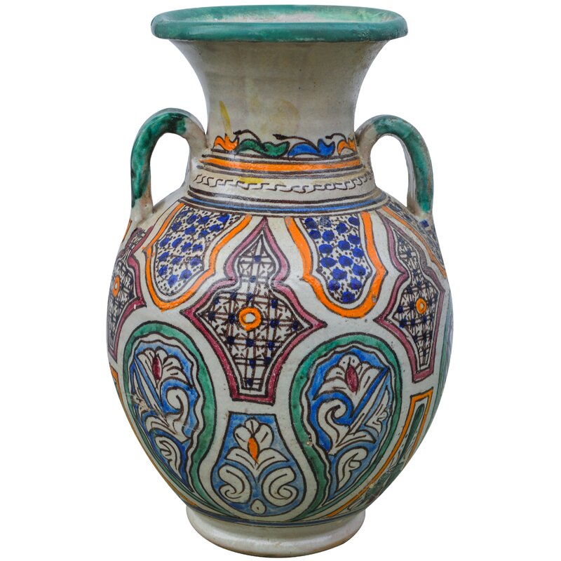 Moroccan ceramic vase from Fes, handmade and hand painted. Moroccan ceramic vase, handmade and popular hand painted